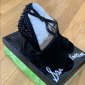 Sam Edelman Adrienne black suede studded heels